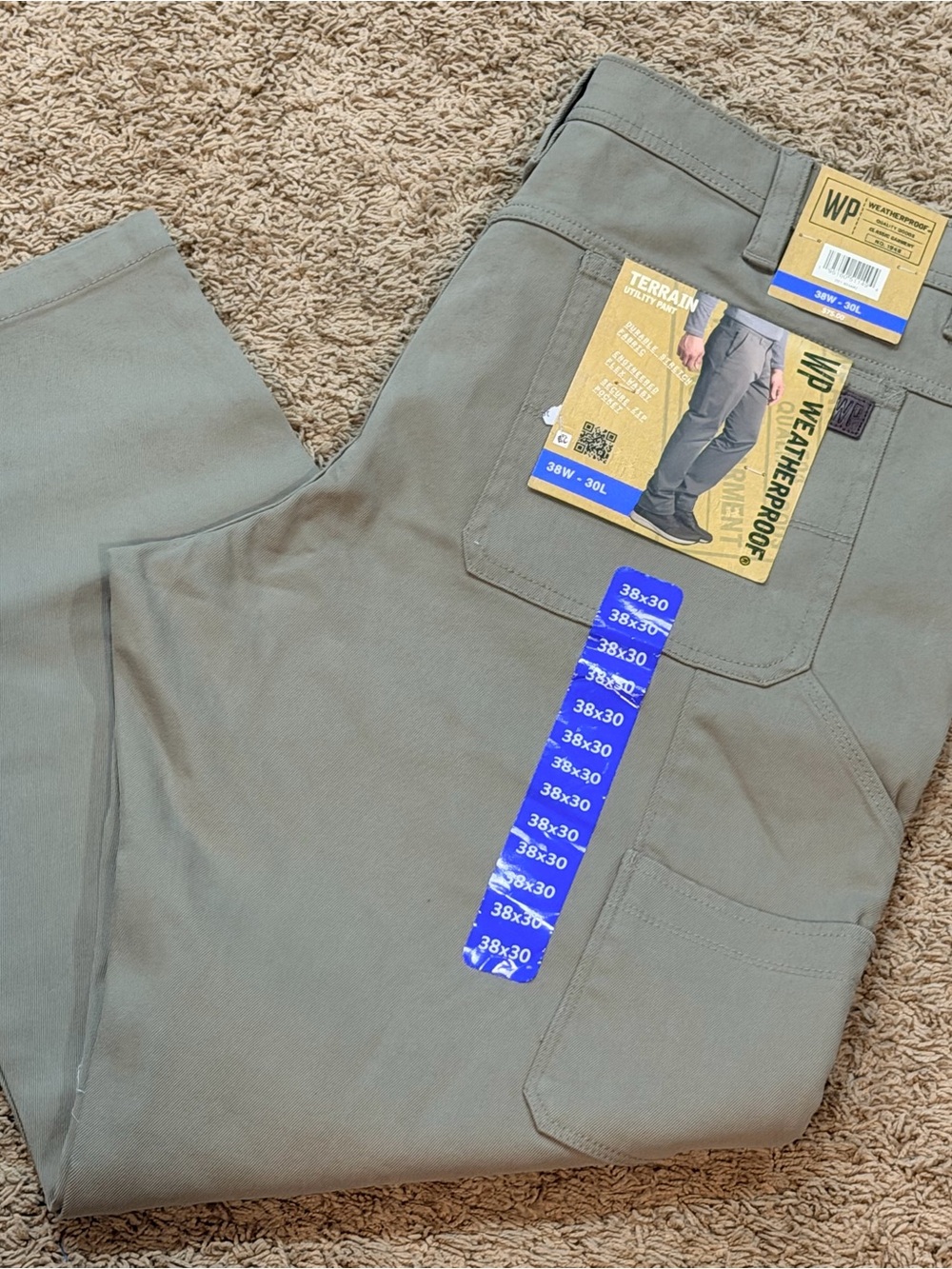 WP Weatherproof Men's Terrain Utility Pant Size 38x30 NWT